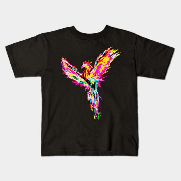 rainbow phoenix Kids T-Shirt by Trashfox